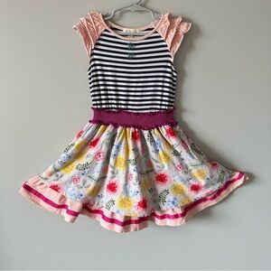 Matilda Jane Sz 6 Gummi Fruits Dress Happy and Free Fruiti Floral Stripes
